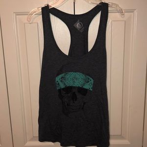 Dark Grey Volcom Skull in Bandana Shirt